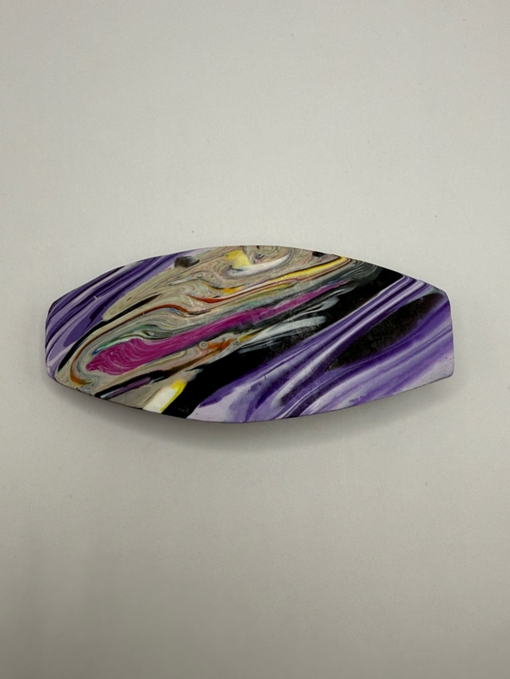 Vintage Purple Multicolored Swirl Tie Dye Hair Barrette Clip